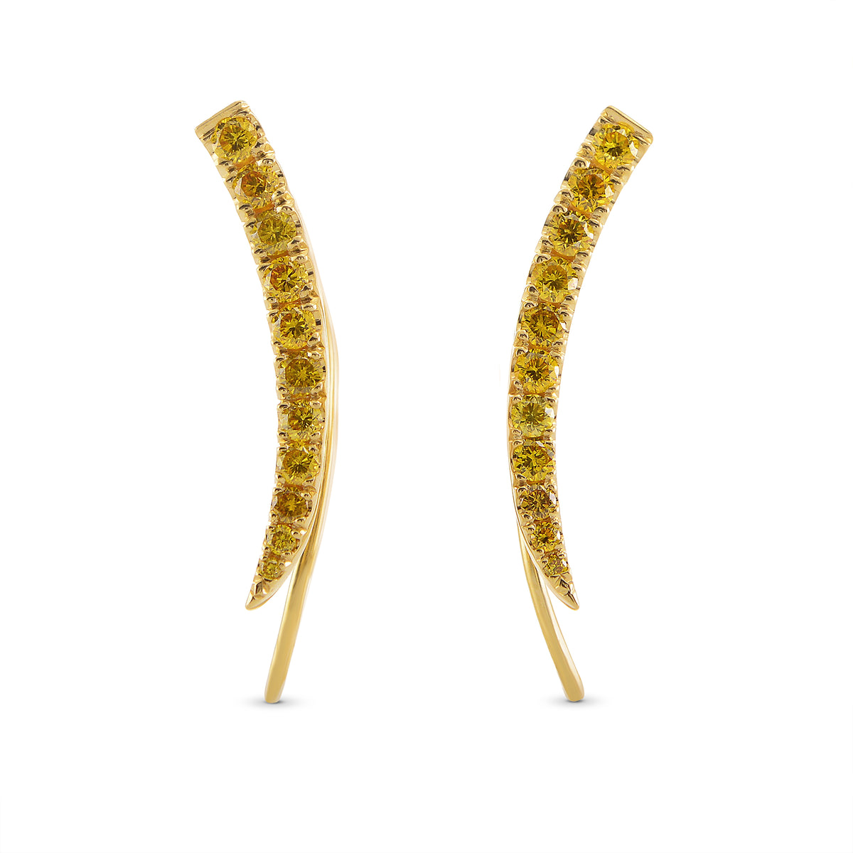 Fancy Vivid Orange Yellow Pave Diamond Earrings