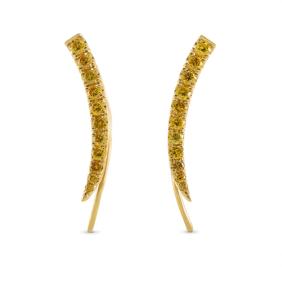 Fancy Vivid Orange Yellow Pave Diamond Earrings