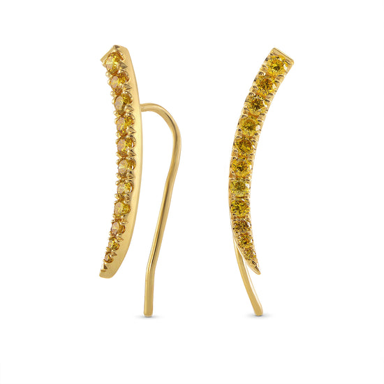 Fancy Vivid Orange Yellow Pave Diamond Earrings