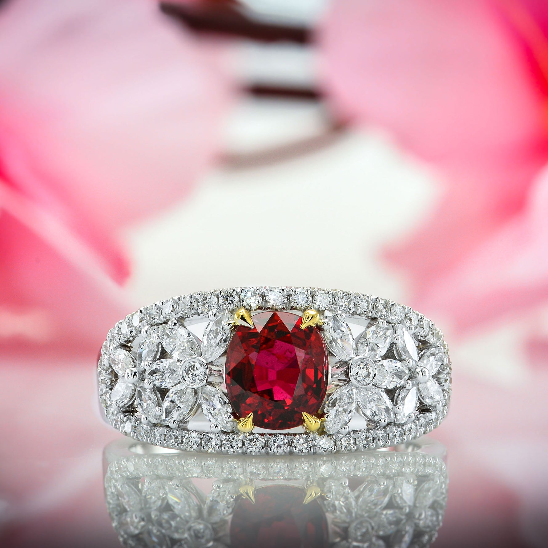Unheated Ruby & Diamond Dress Ring