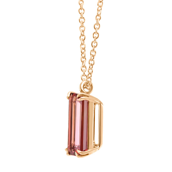 Pink Tourmaline Rose Gold Drop Pendant