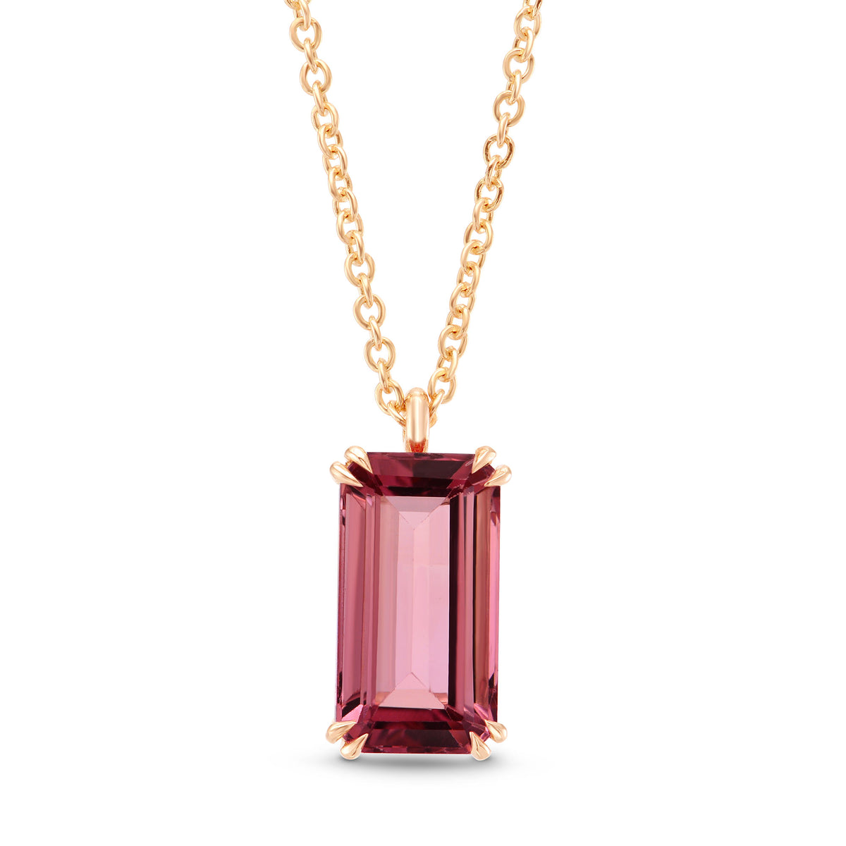 Pink Tourmaline Rose Gold Drop Pendant