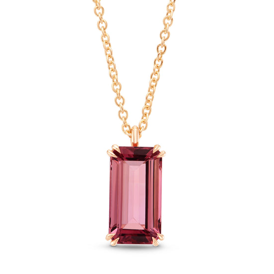 Pink Tourmaline Rose Gold Drop Pendant