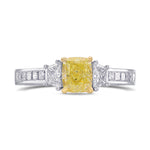 Fancy Light Yellow Cushion, Trapezoid & Princess Diamond Ring