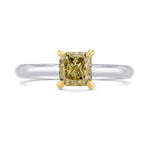 Fancy Light Yellow Brown Radiant Diamond Ring