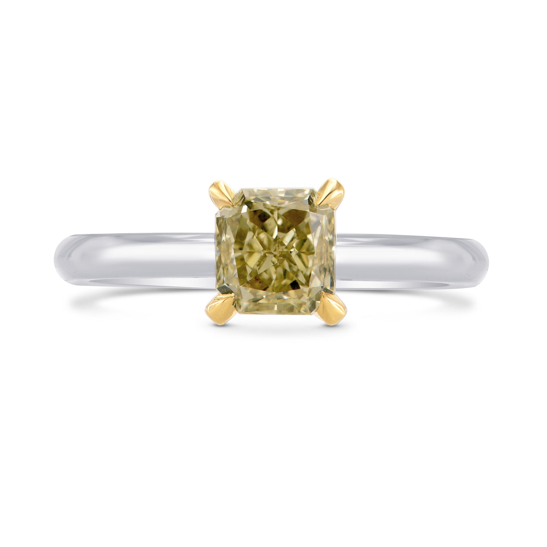 Fancy Light Yellow Brown Radiant Diamond Ring