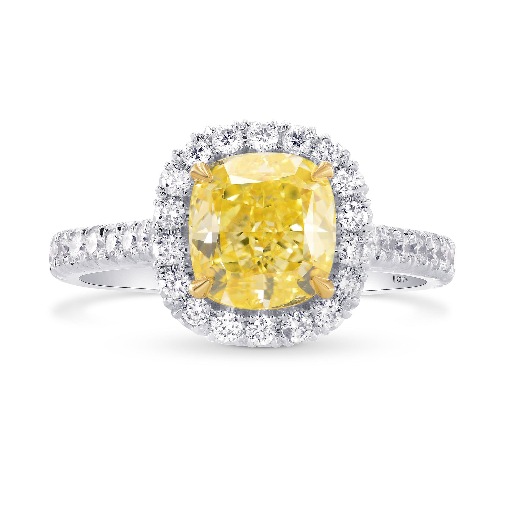 Fancy Yellow Cushion Diamond Halo Ring