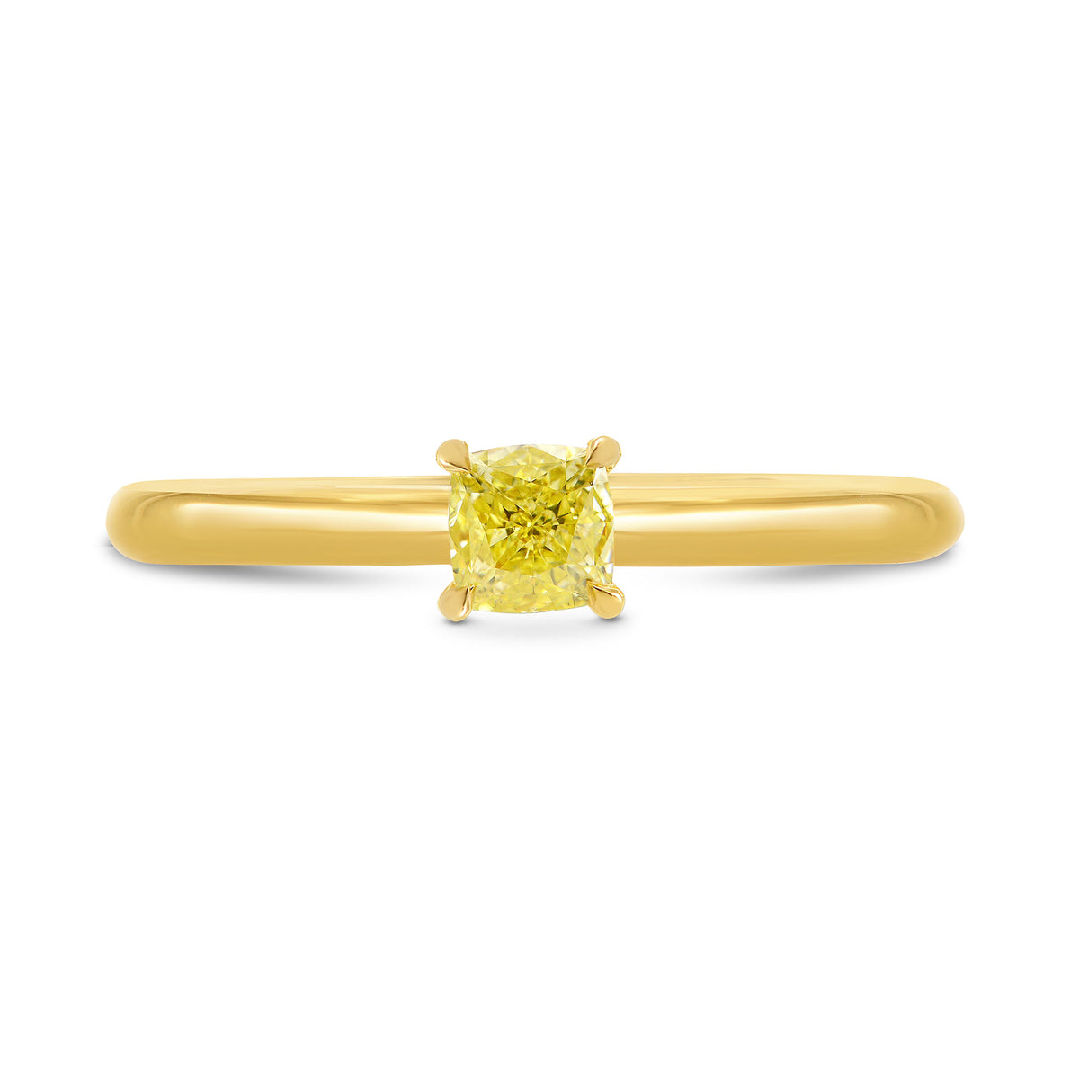 Fancy Yellow Cushion Diamond Solitaire Ring