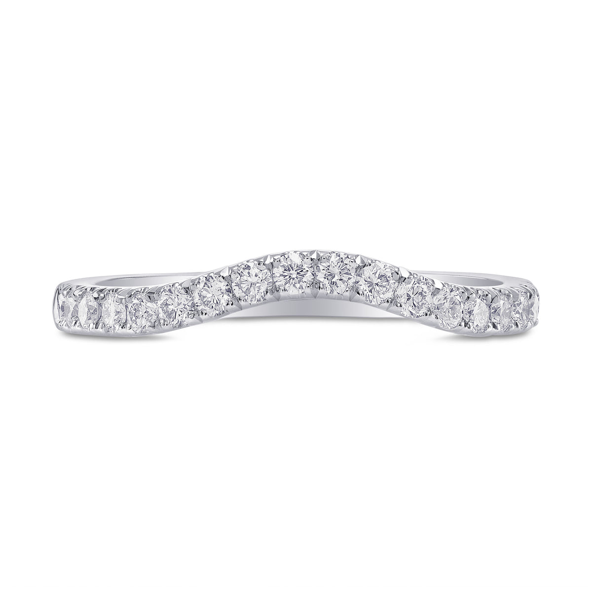 Contoured Diamond Wedding Band Ring