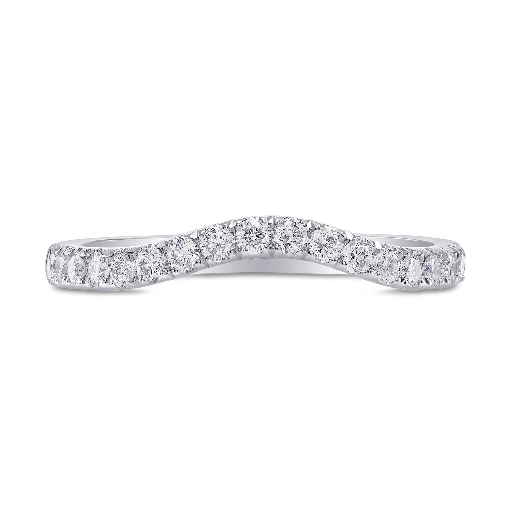 Contoured Diamond Wedding Band Ring