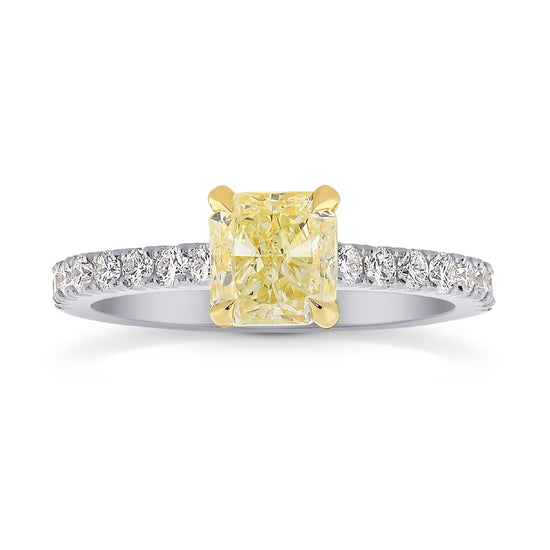 Fancy Yellow Cushion & Pave Diamond Ring