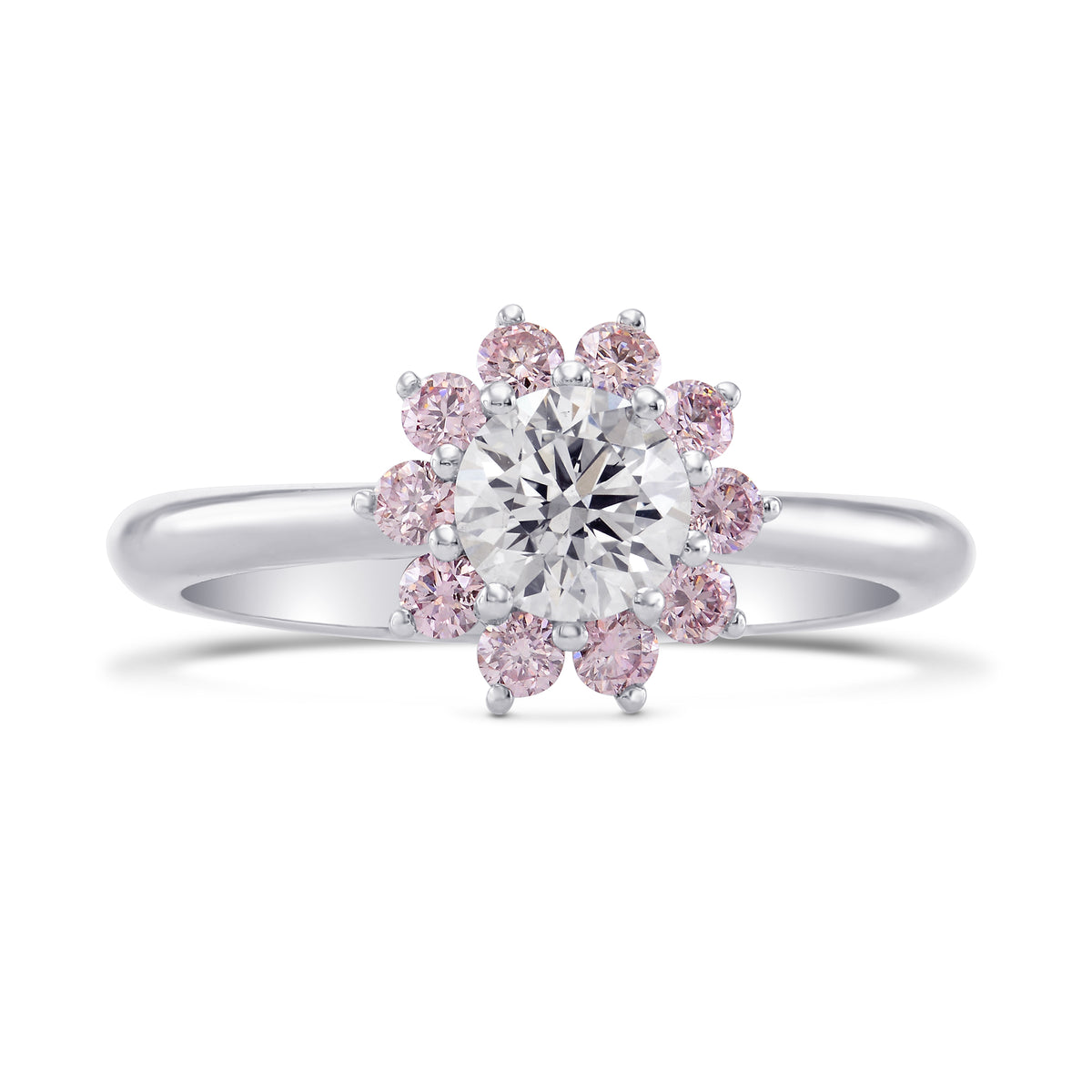 Colorless and Fancy Light Pink Diamond Halo Ring