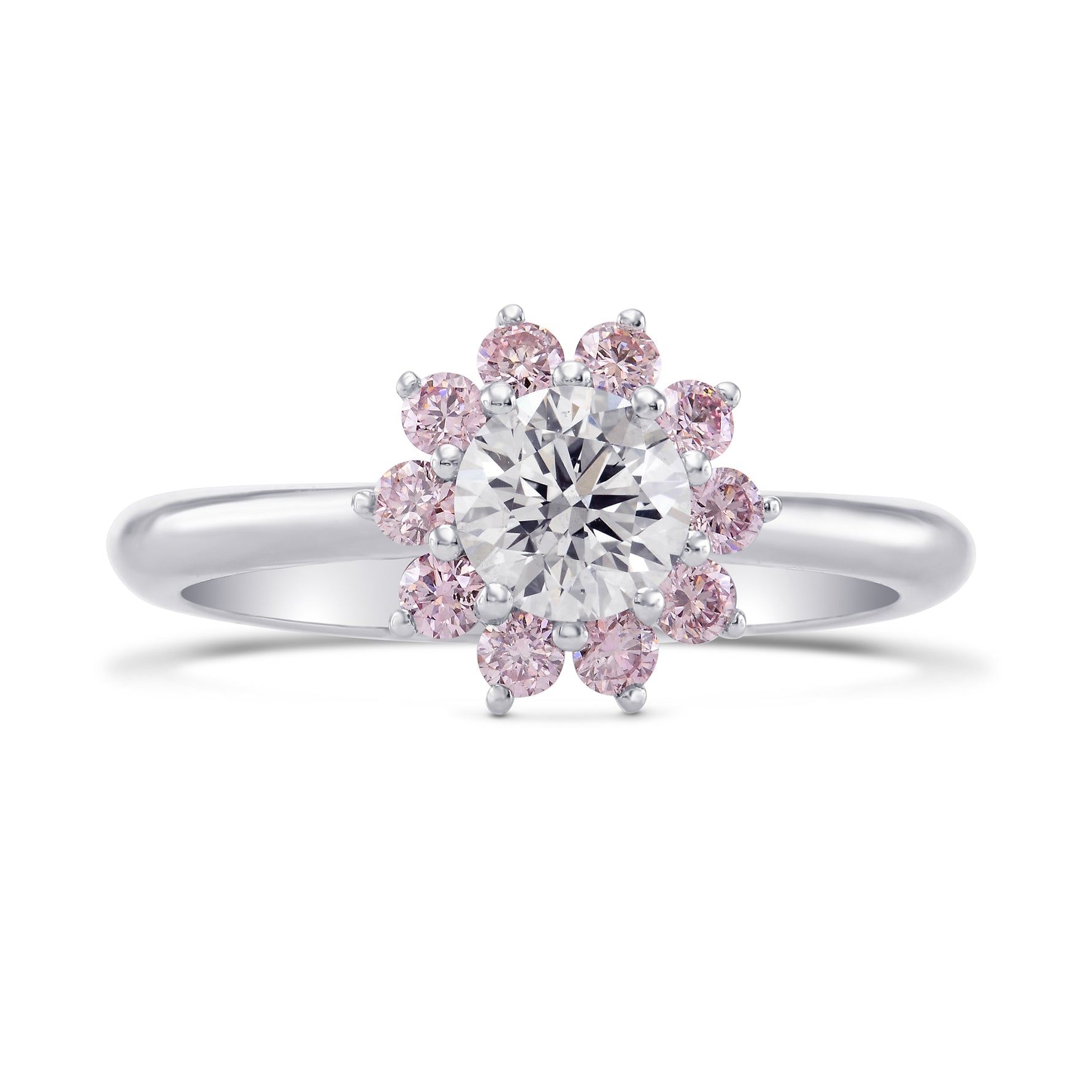 Colorless and Fancy Light Pink Diamond Halo Ring