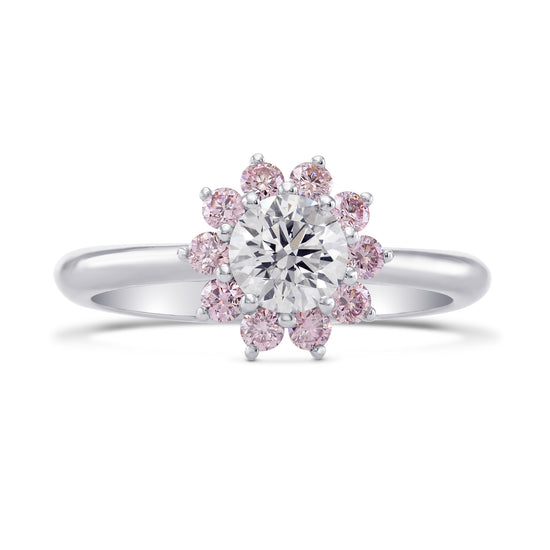 Colorless and Fancy Light Pink Diamond Halo Ring