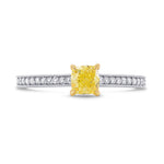 Fancy Yellow Cushion & Pave Diamond Ring
