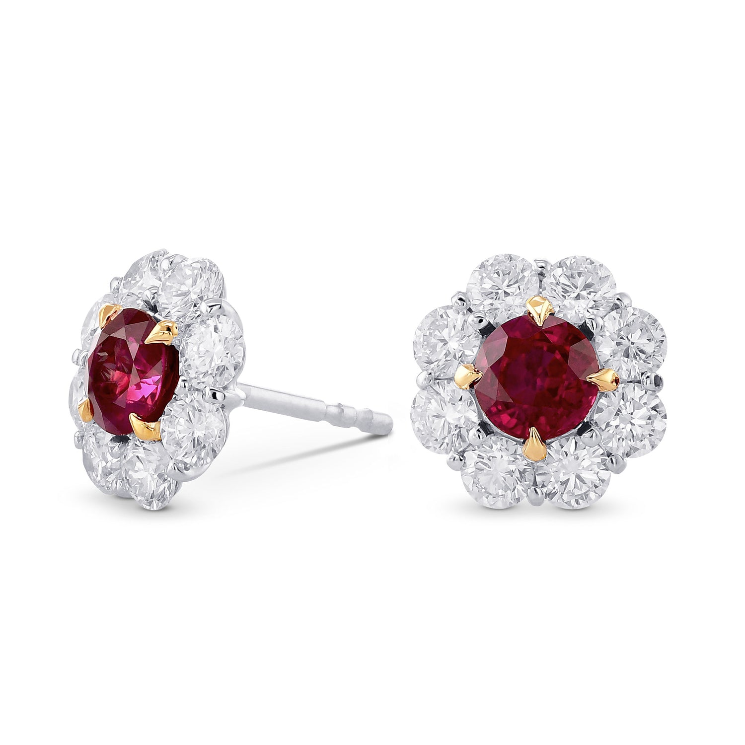 Floral Diamond Halo Earrings Setting - 2