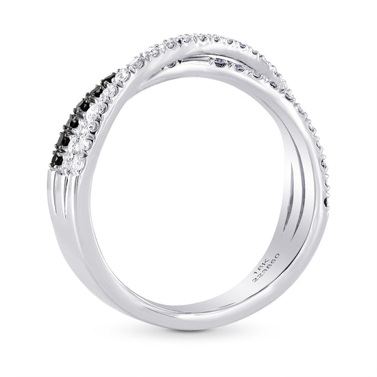 Black Diamond Cross-over Pave Band Ring - 2