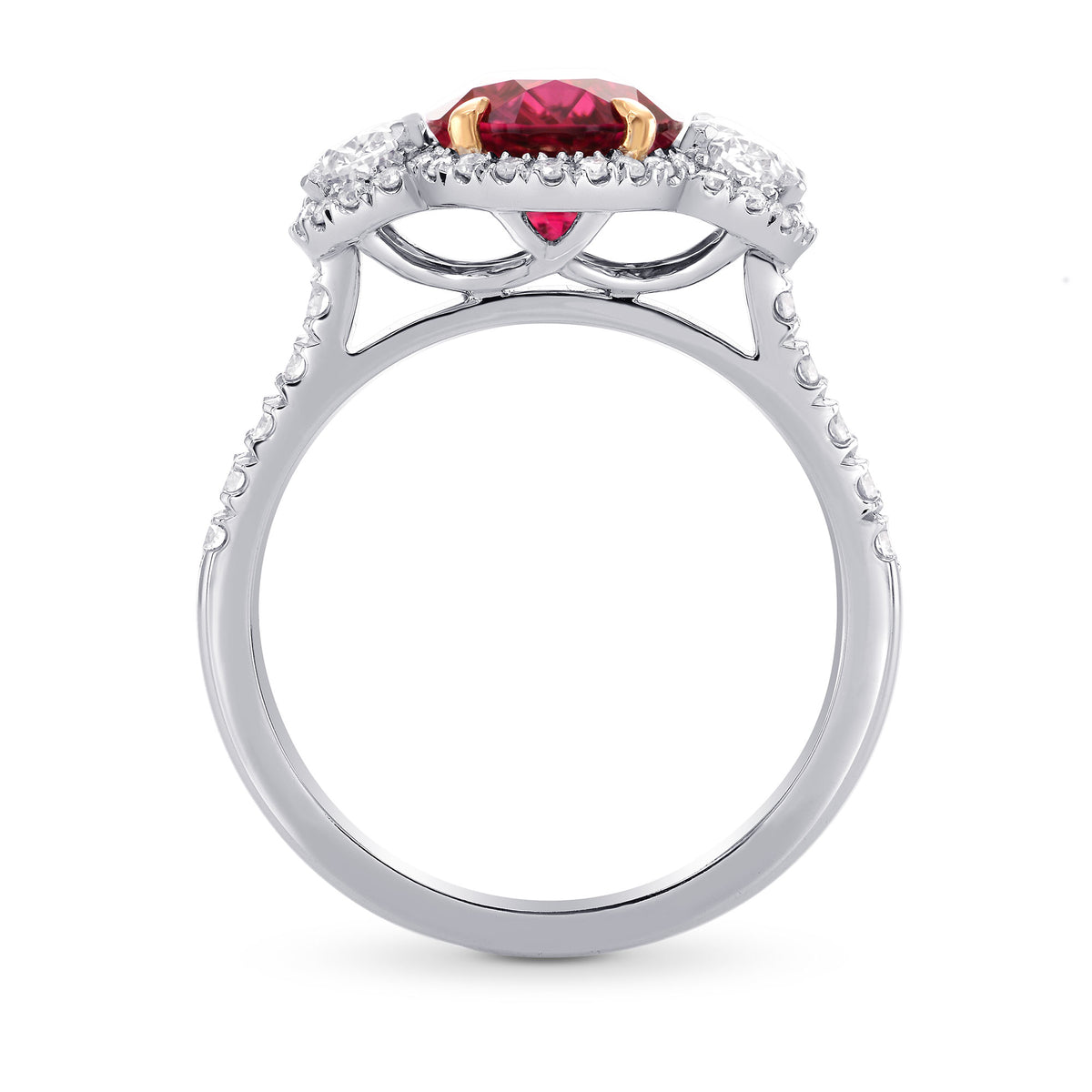 Rubellite & Diamond Engagement Ring