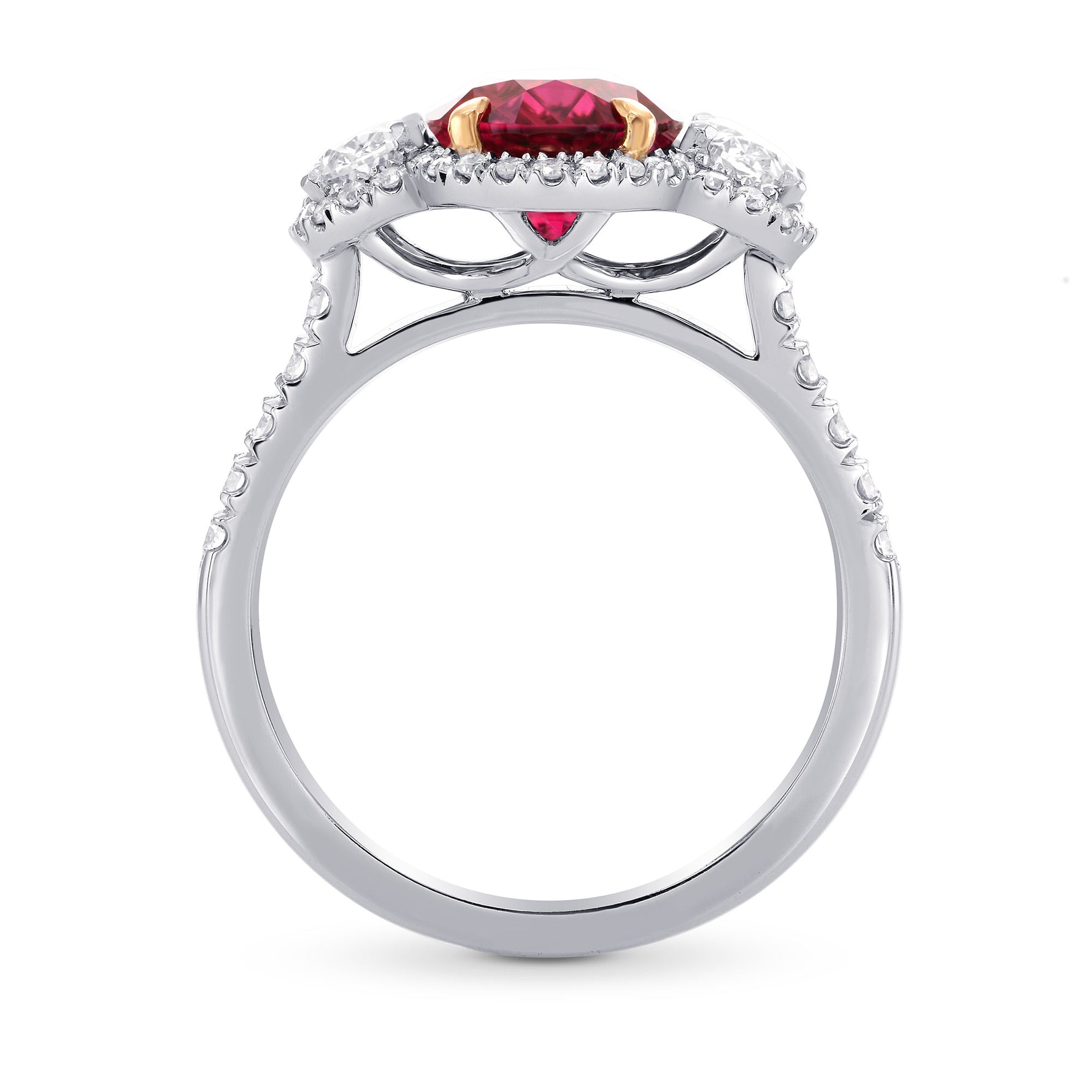 Rubellite & Diamond Engagement Ring