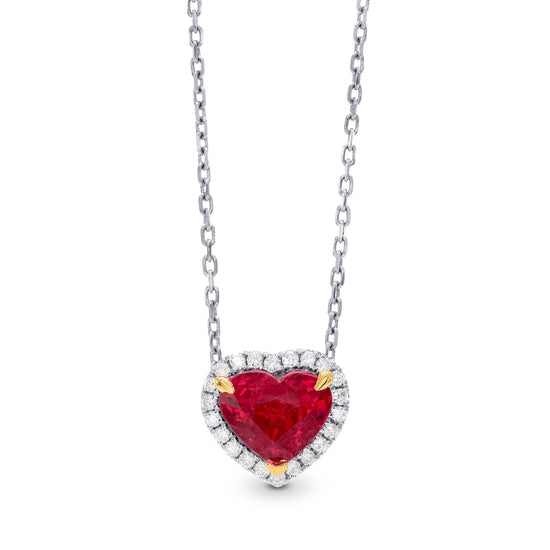 Ruby Heart & Halo Diamond Pendant