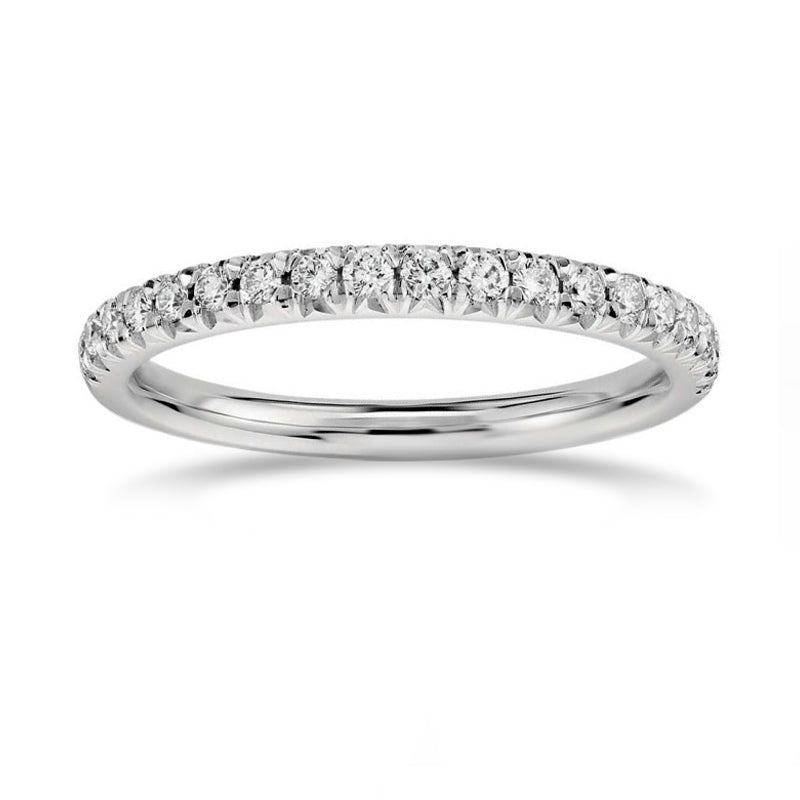 French Pave Diamond Half-Eternity Band Ring