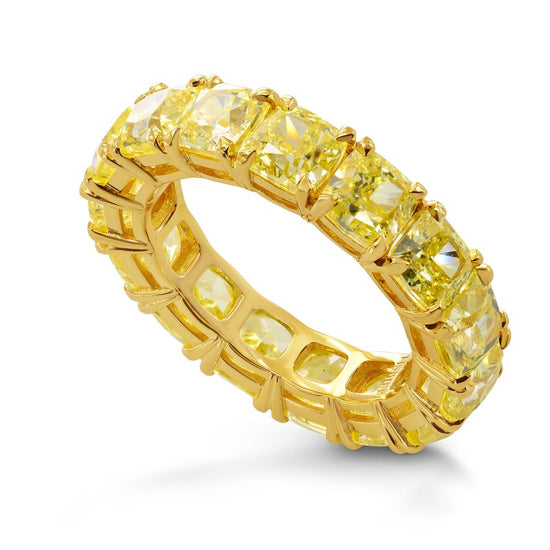 Fancy Yellow Cushion Diamond Full Eternity Ring