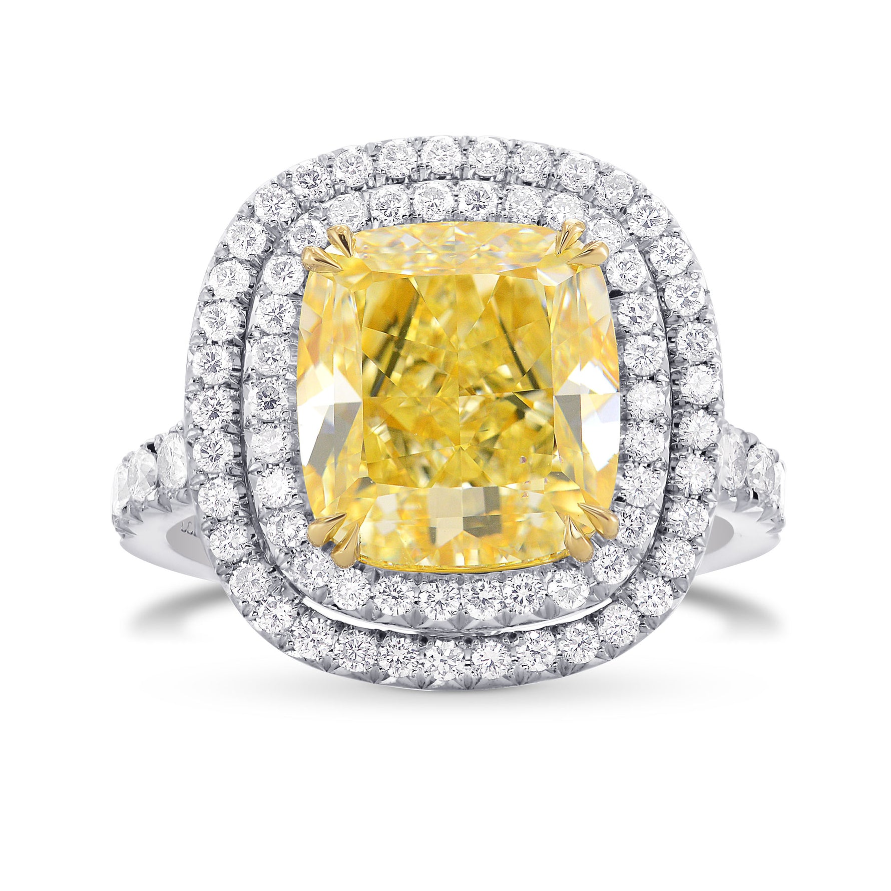 Fancy Light Yellow Cushion Diamond Ring