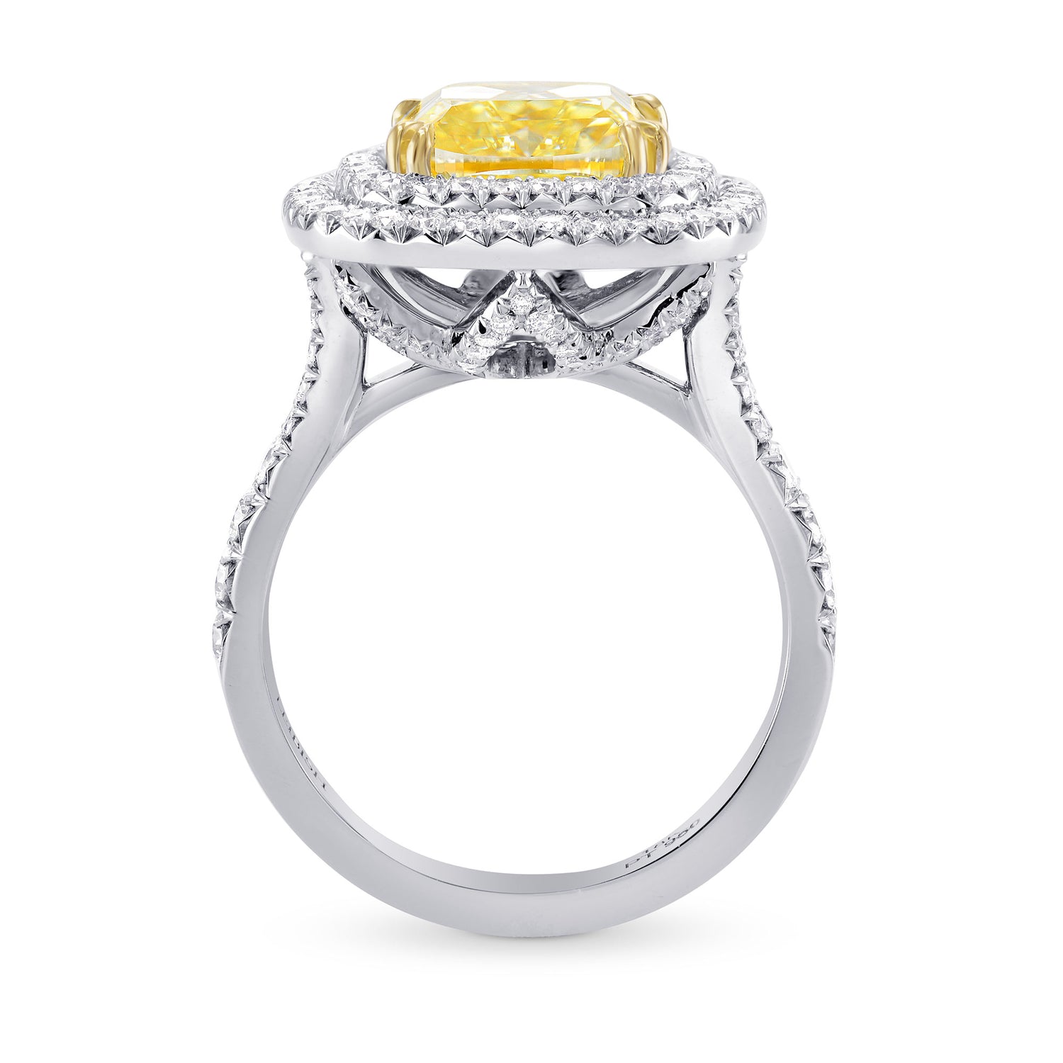 Fancy Light Yellow Cushion Diamond Ring