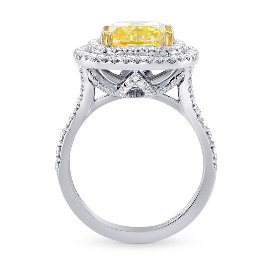 Fancy Light Yellow Cushion Diamond Ring