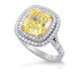 Fancy Light Yellow Cushion Diamond Ring