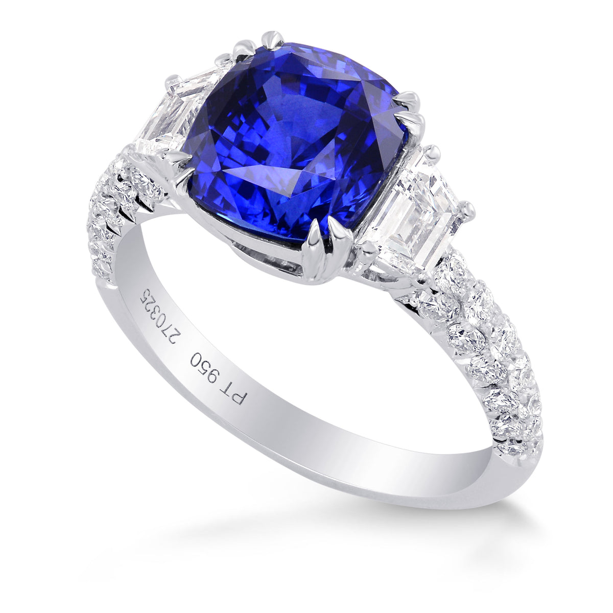 Sapphire Cushion & Diamond Engagement Ring