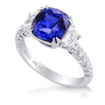 Sapphire Cushion & Diamond Engagement Ring