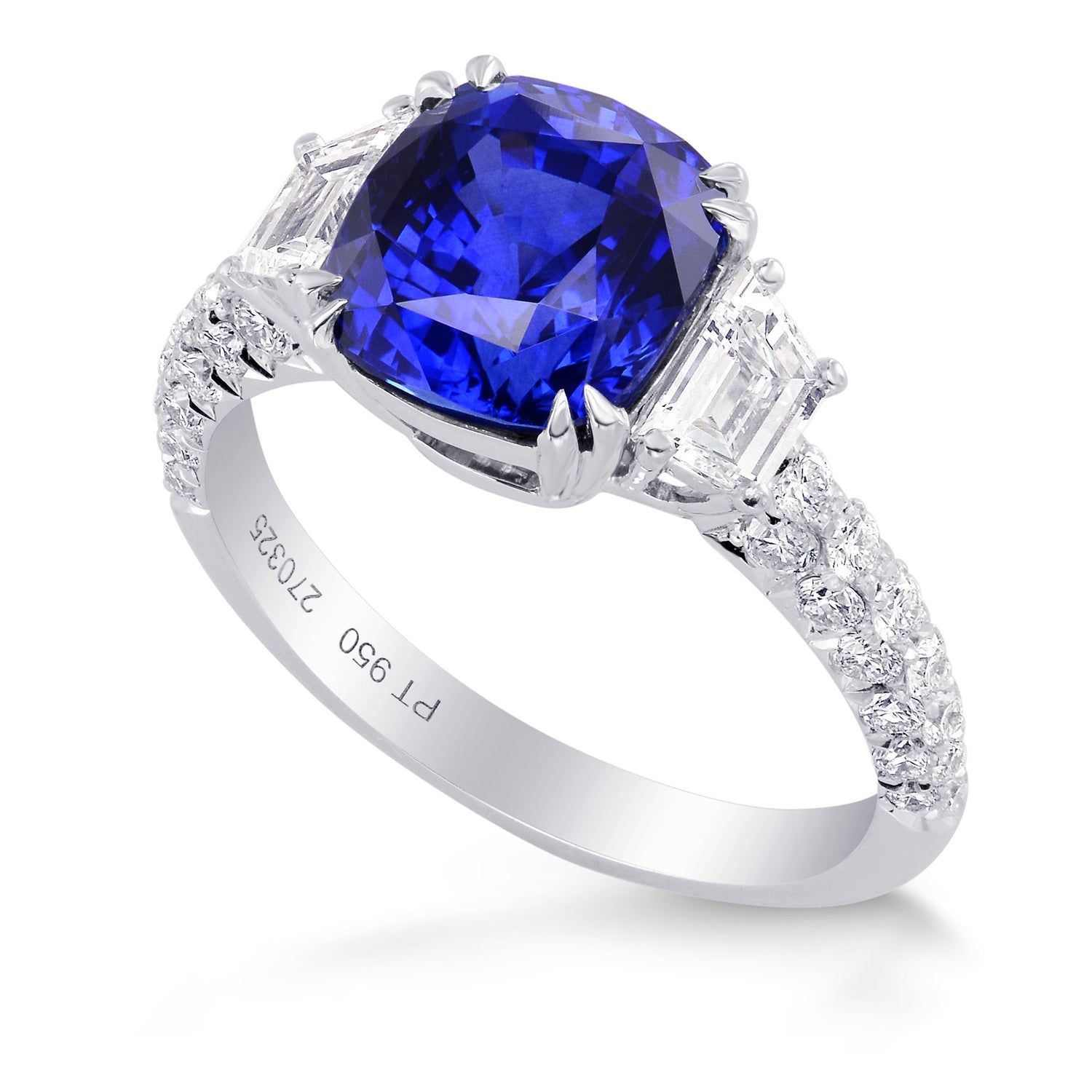 Sapphire Cushion & Diamond Engagement Ring