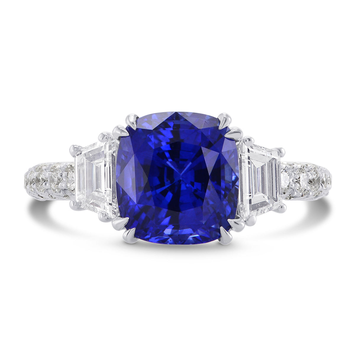 Sapphire Cushion & Diamond Engagement Ring