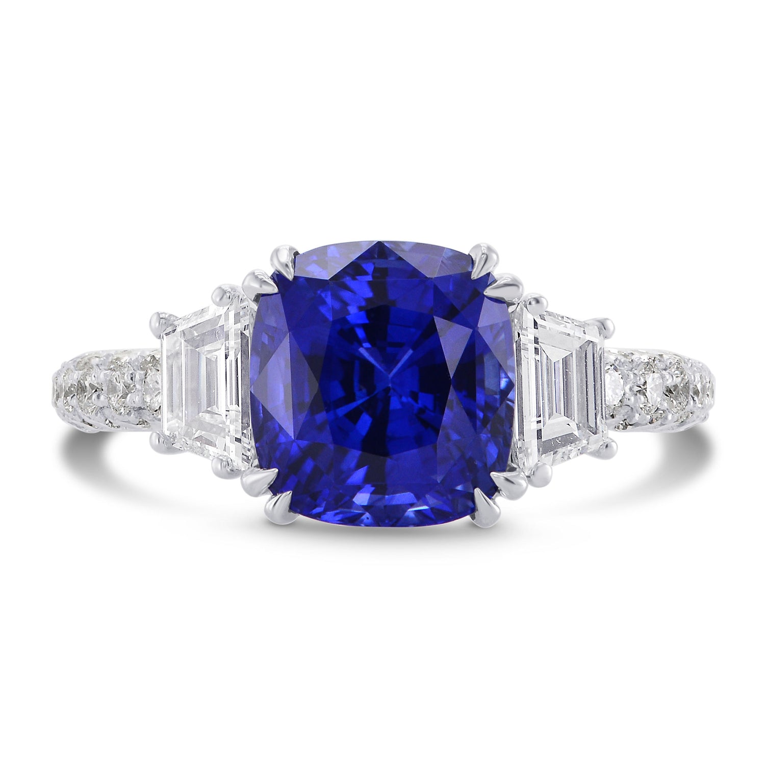 Sapphire Cushion & Diamond Engagement Ring