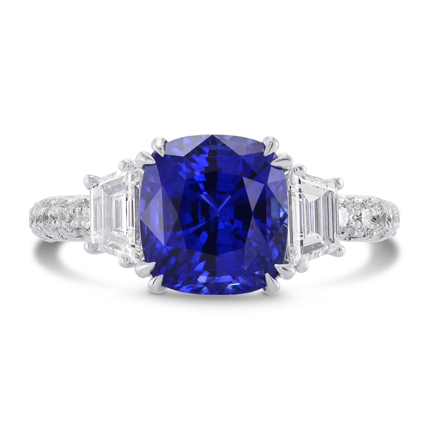 Sapphire Cushion & Diamond Engagement Ring