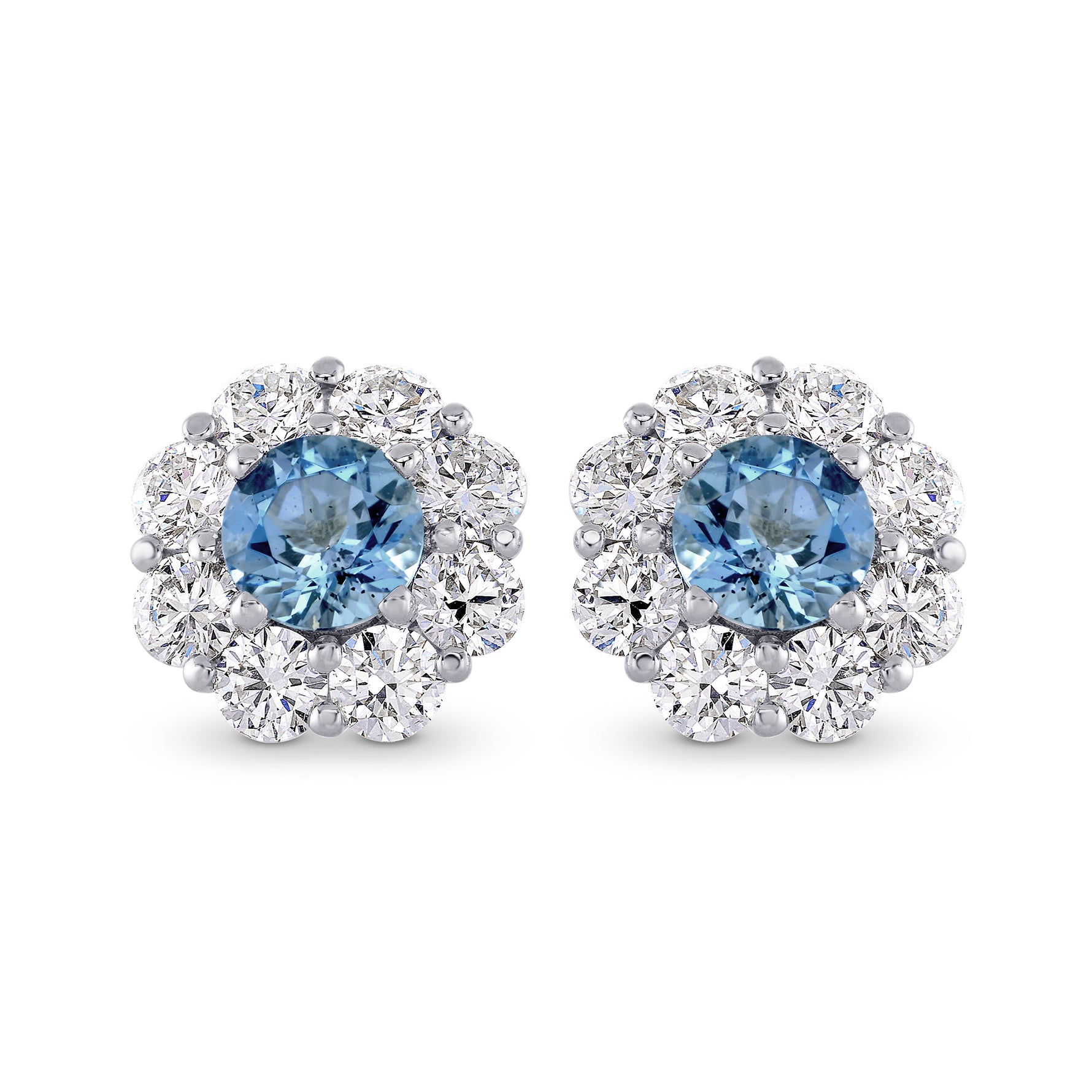 Aquamarine and Diamond Halo Earrings