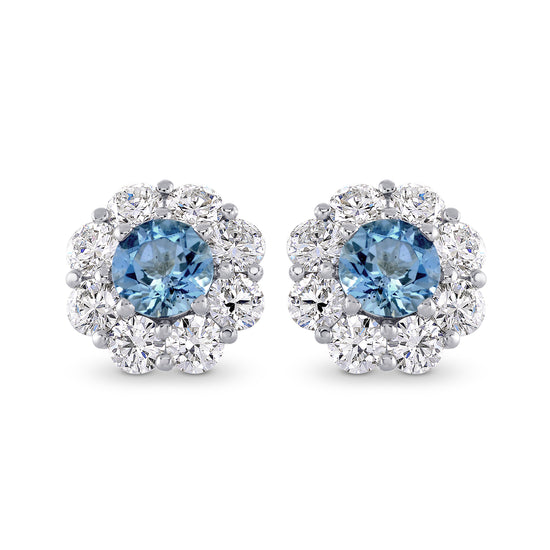 Aquamarine and Diamond Halo Earrings