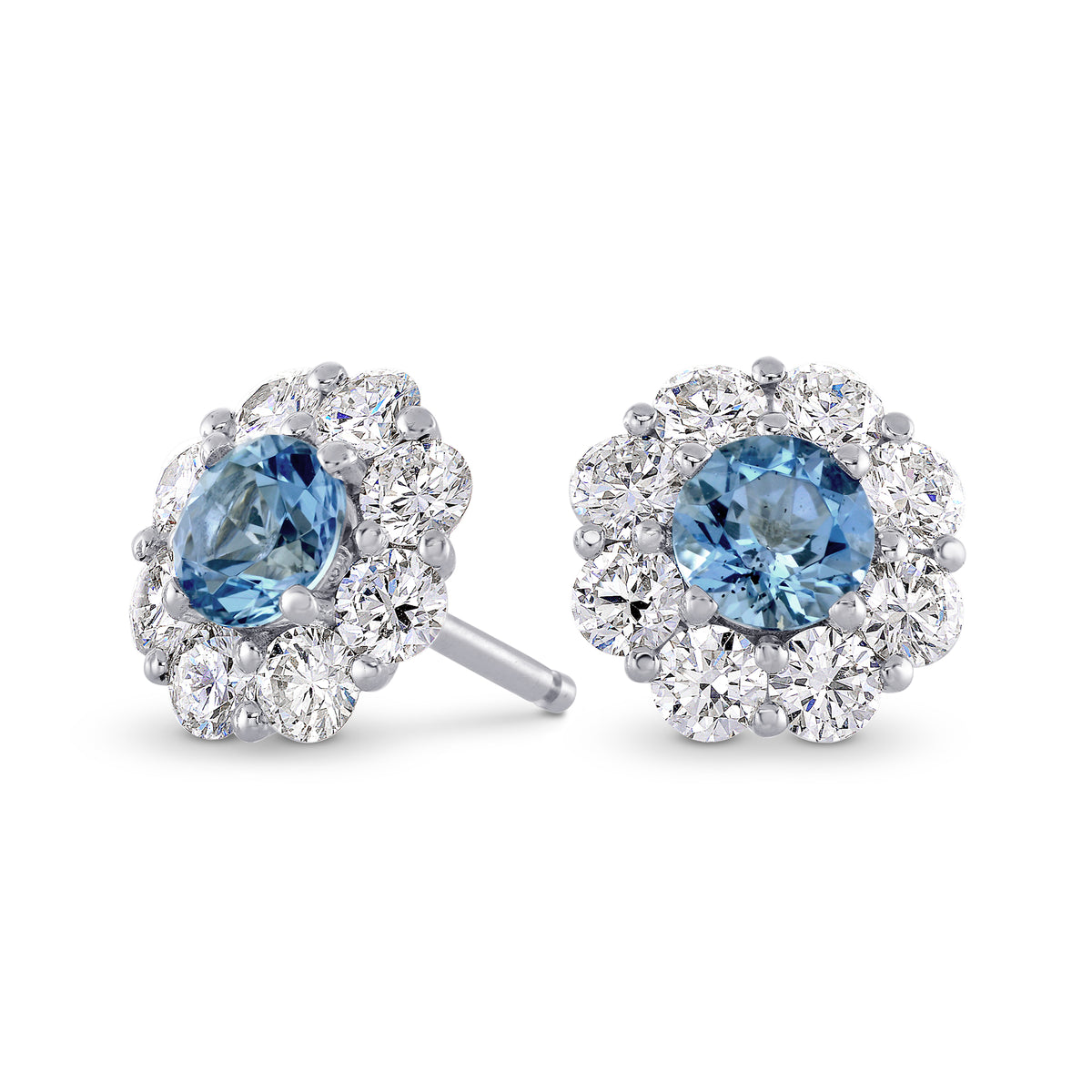 Aquamarine and Diamond Halo Earrings