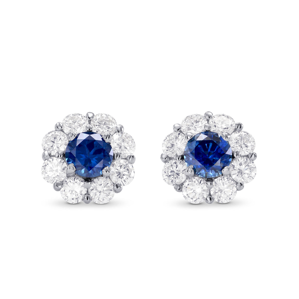  Sapphire & Diamond Floral Halo Earrings