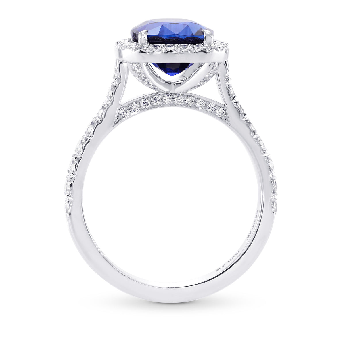 Royal Blue Cushion Sapphire & Diamond Halo Ring