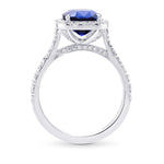 Royal Blue Cushion Sapphire & Diamond Halo Ring