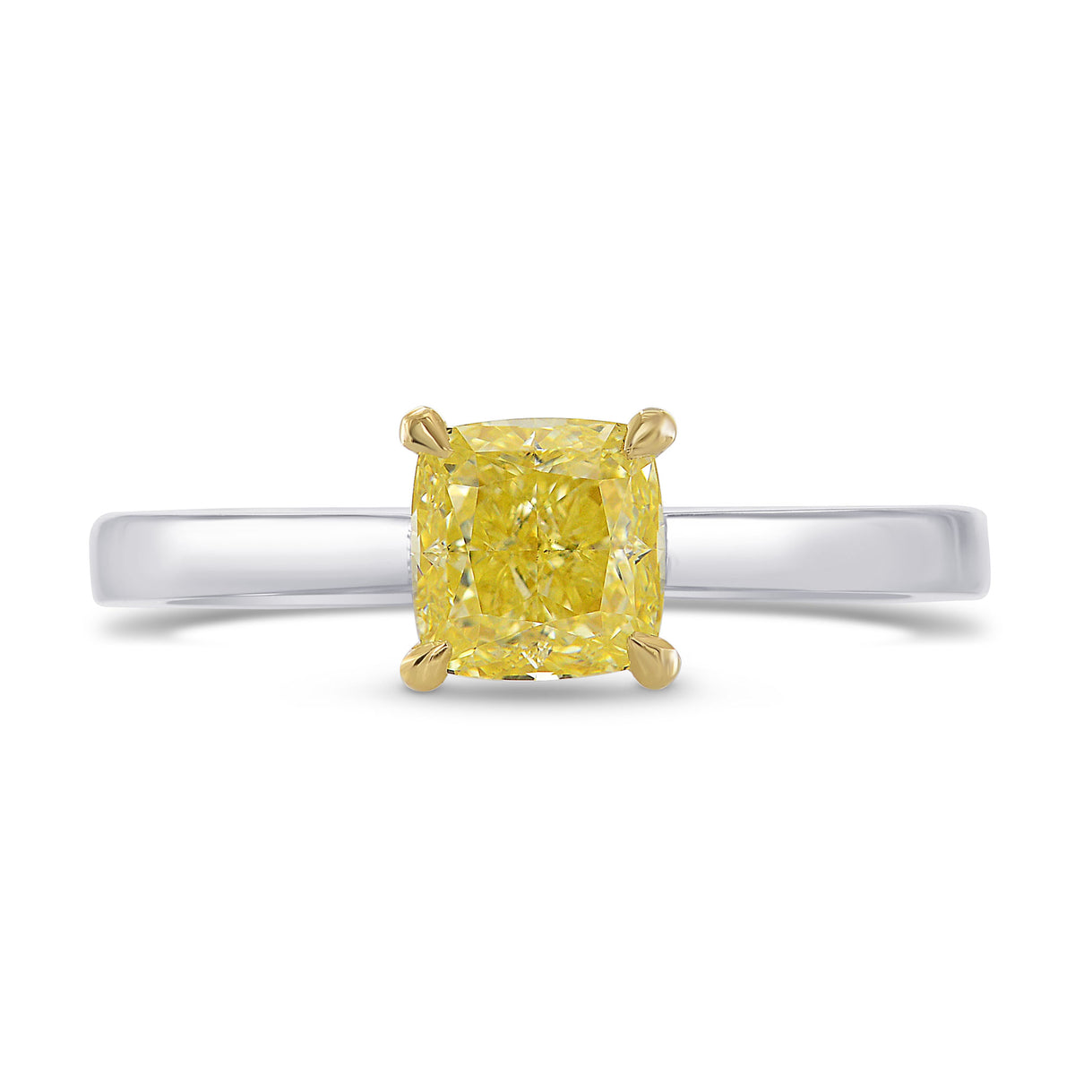 Fancy Yellow Cushion Diamond Solitaire Ring