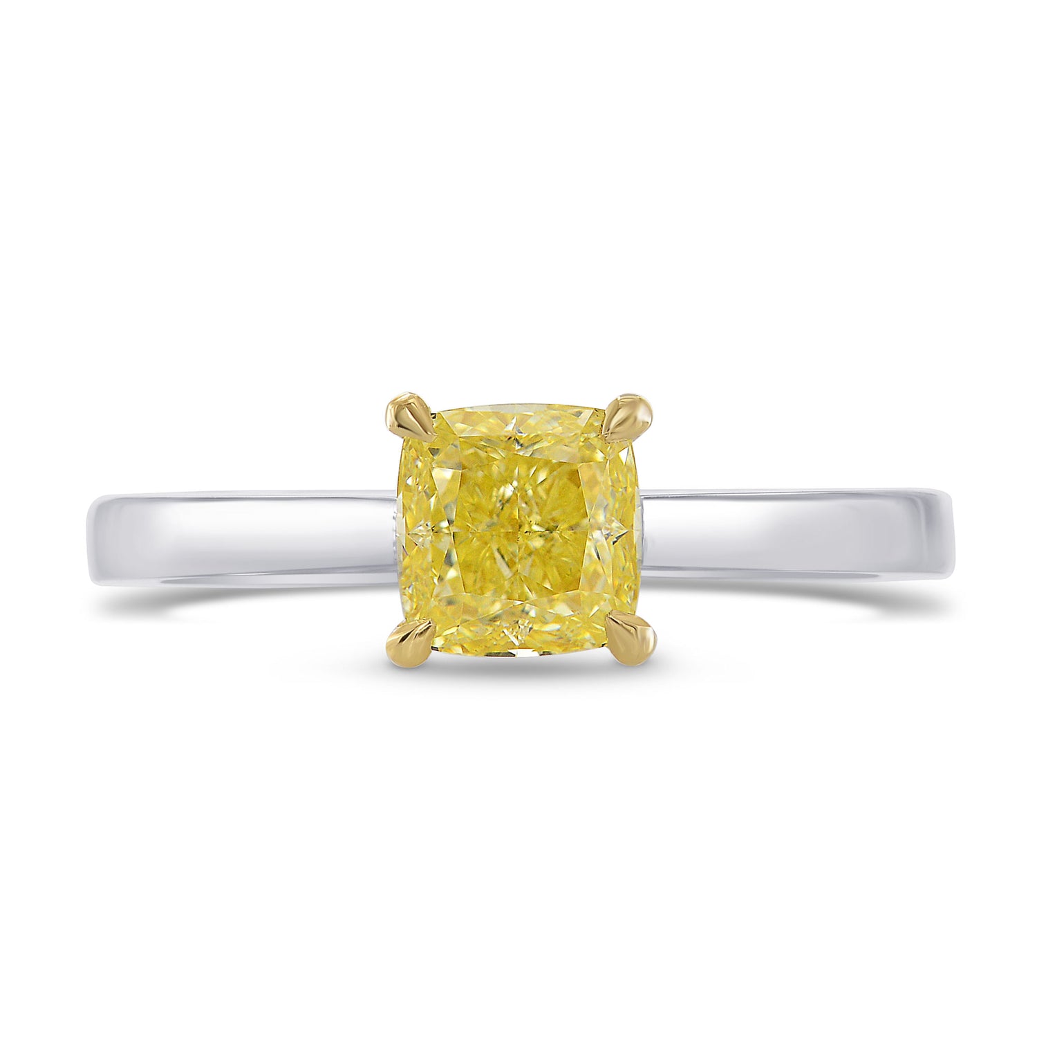 Fancy Yellow Cushion Diamond Solitaire Ring