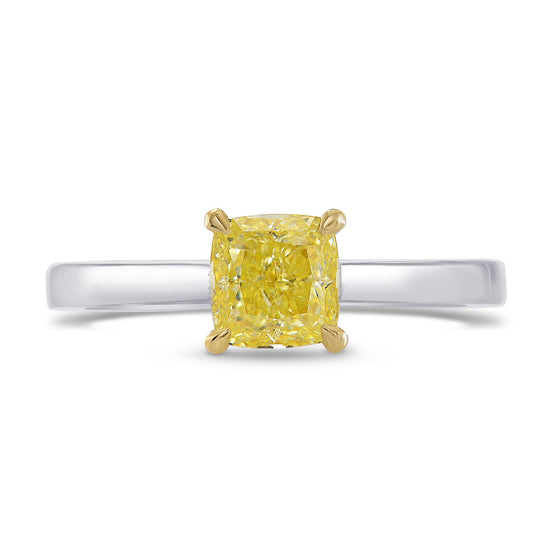 Fancy Yellow Cushion Diamond Solitaire Ring
