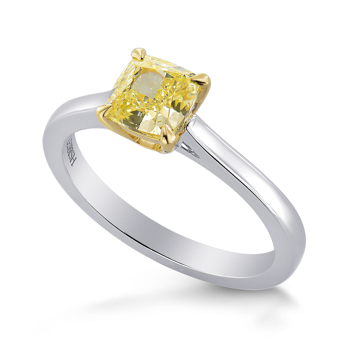 Fancy Yellow Cushion Diamond Solitaire Ring