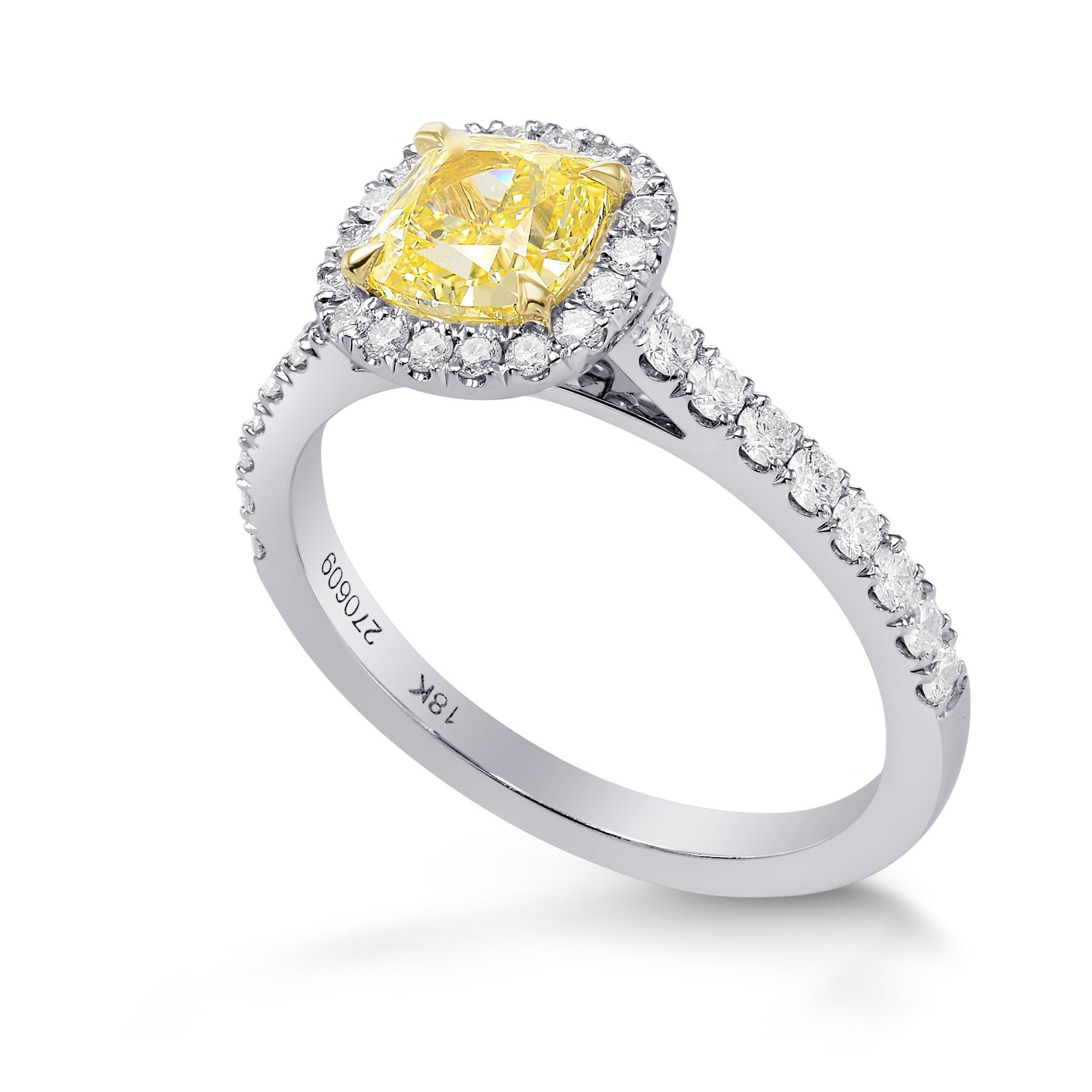 Fancy Yellow Cushion Diamond Halo Ring