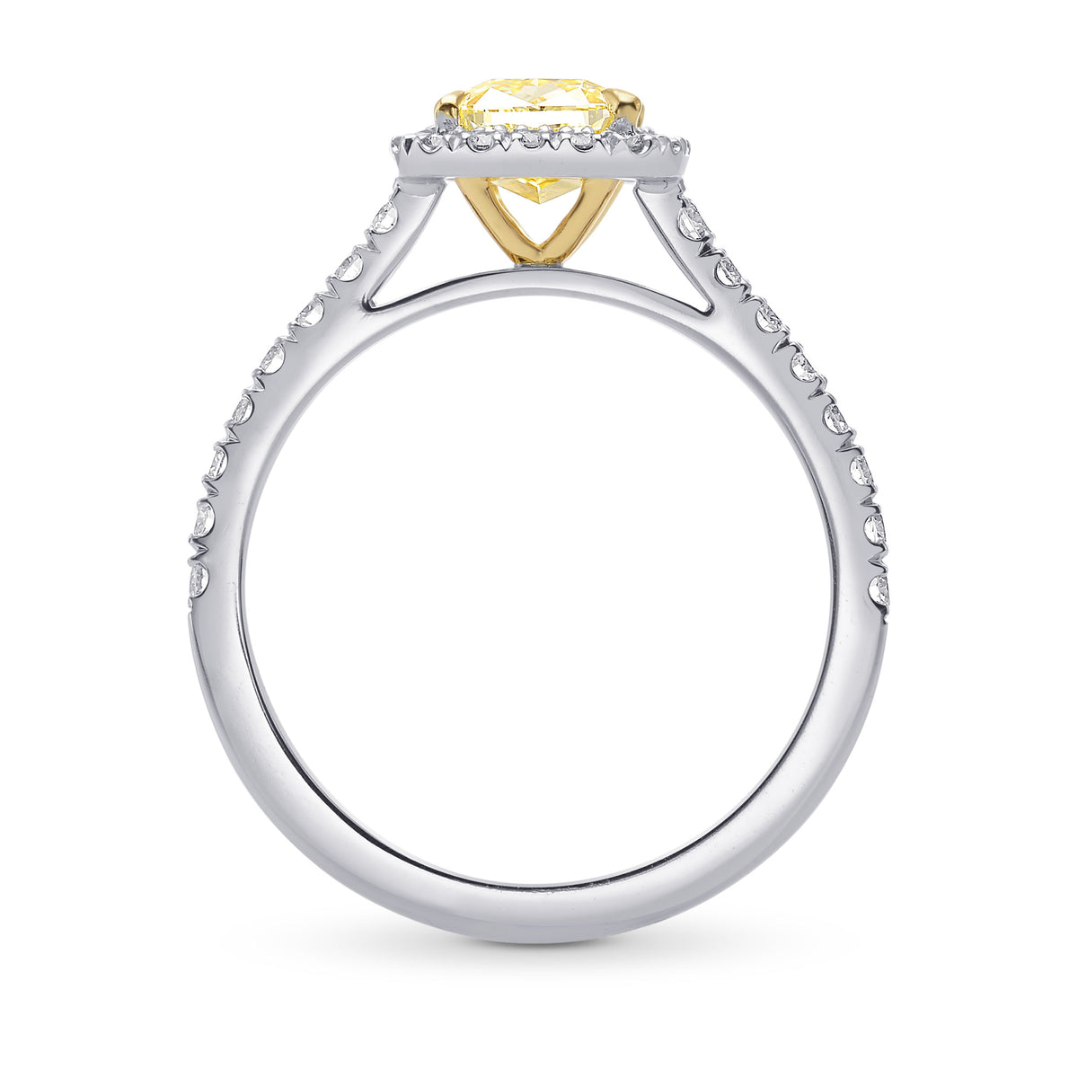 Fancy Yellow Cushion Diamond Halo Ring