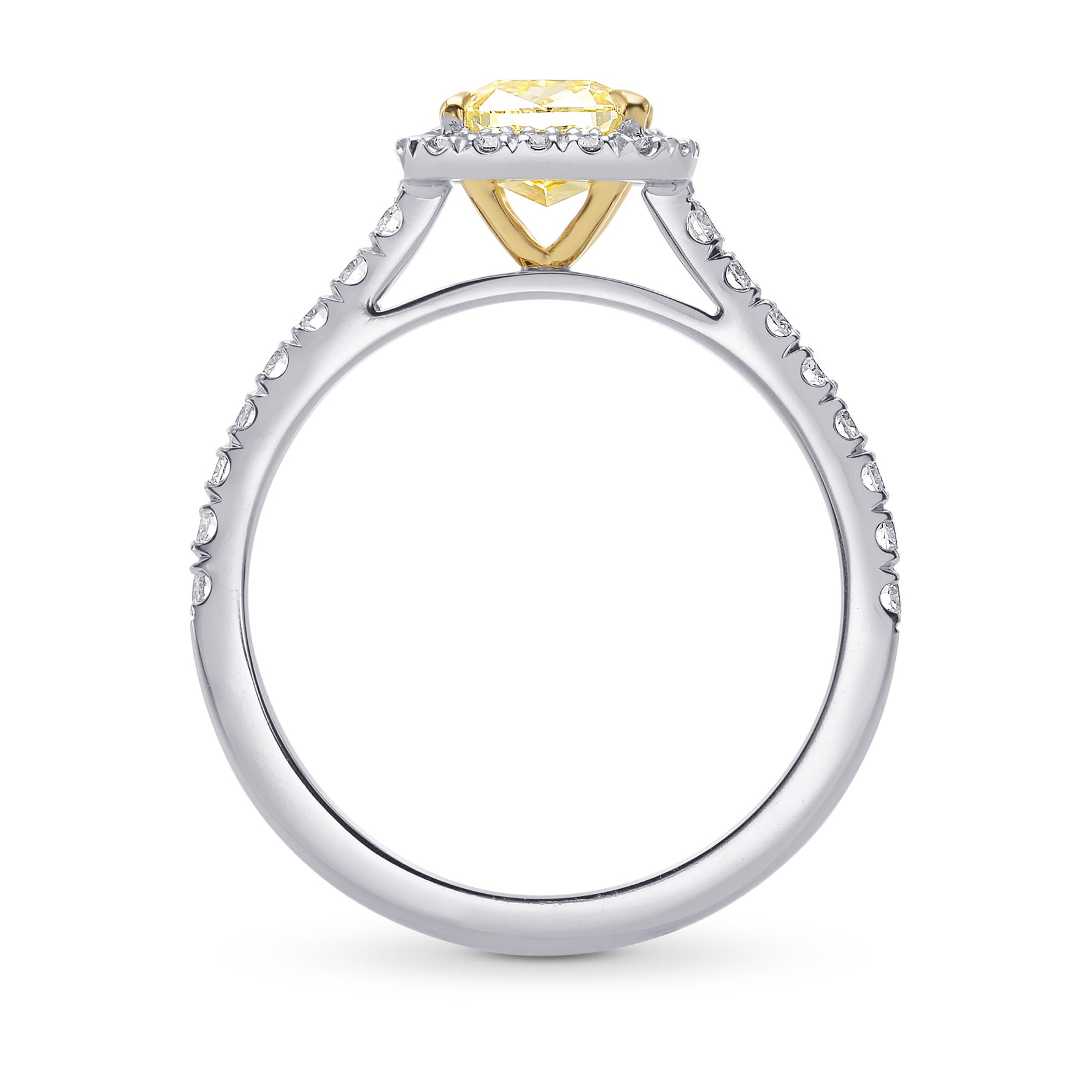 Fancy Yellow Cushion Diamond Halo Ring