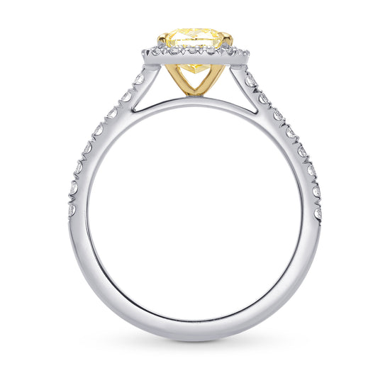 Fancy Yellow Cushion Diamond Halo Ring